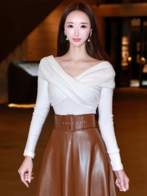 カシュクールフリースニットIVORY