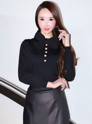 リボンネックニットBLACK