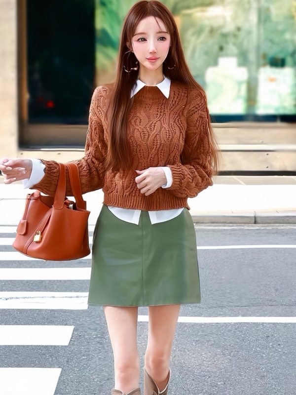 カラーレザースカートニット贈呈 GREEN 商品イメージ2