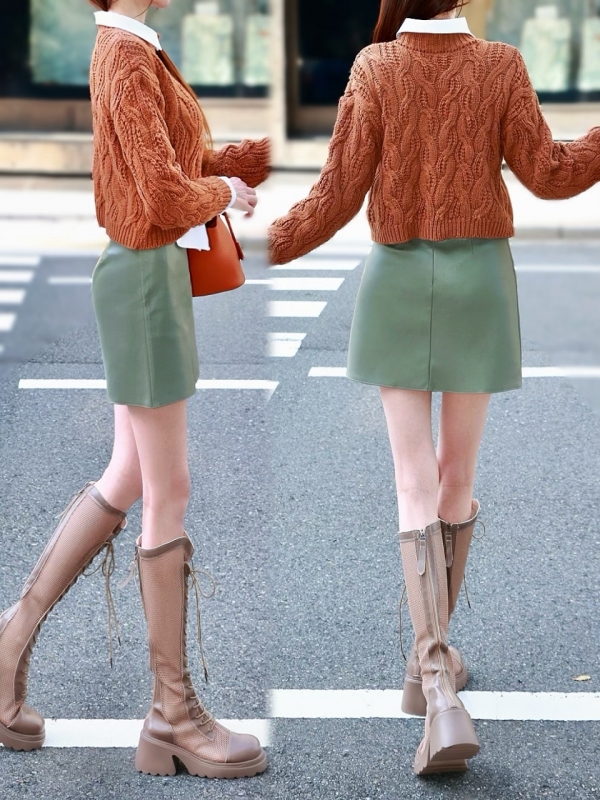 カラーレザースカートニット贈呈 GREEN 商品イメージ3