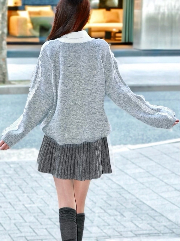 レーストリミングウールニットGRAY 商品イメージ4