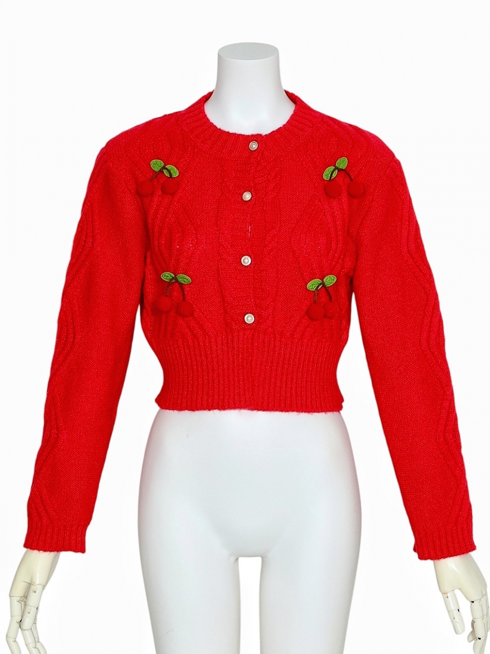 チェリーケーブルカーディガンRED スタイリングイメージ1