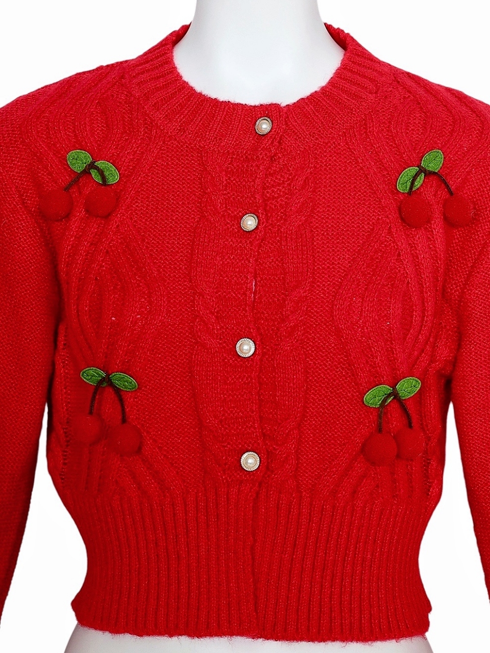 チェリーケーブルカーディガンRED スタイリングイメージ4