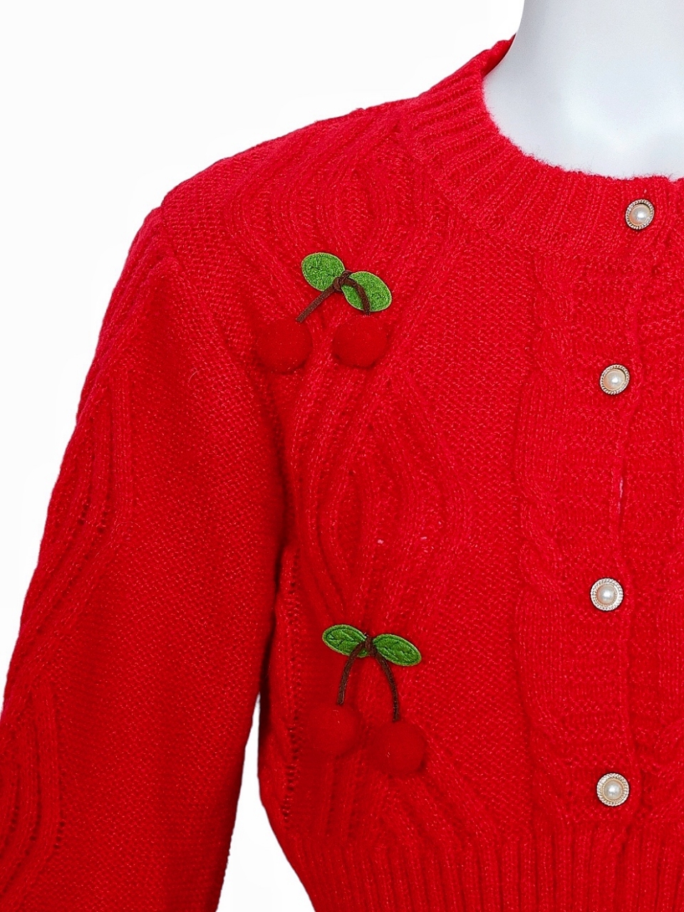 チェリーケーブルカーディガンRED スタイリングイメージ5