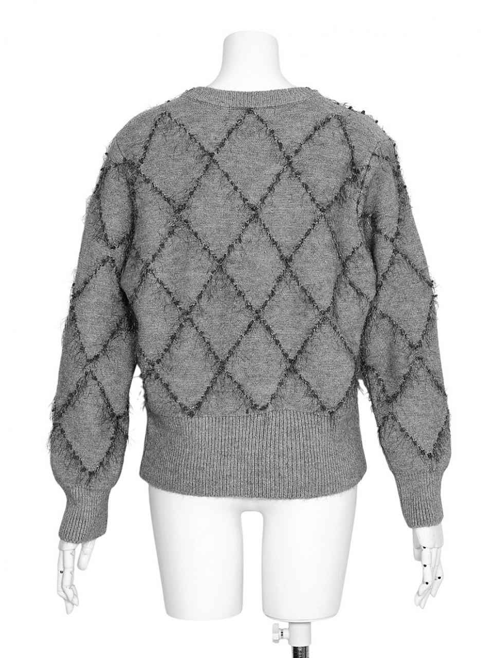 ラメフリンジダイアニットカーディガンGRAY スタイリングイメージ3