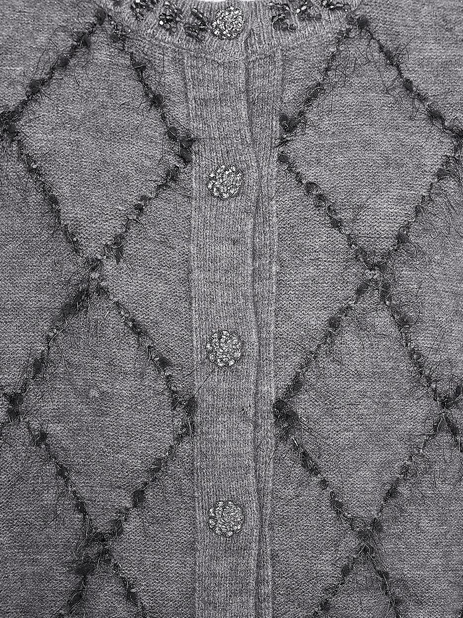 ラメフリンジダイアニットカーディガンGRAY スタイリングイメージ6