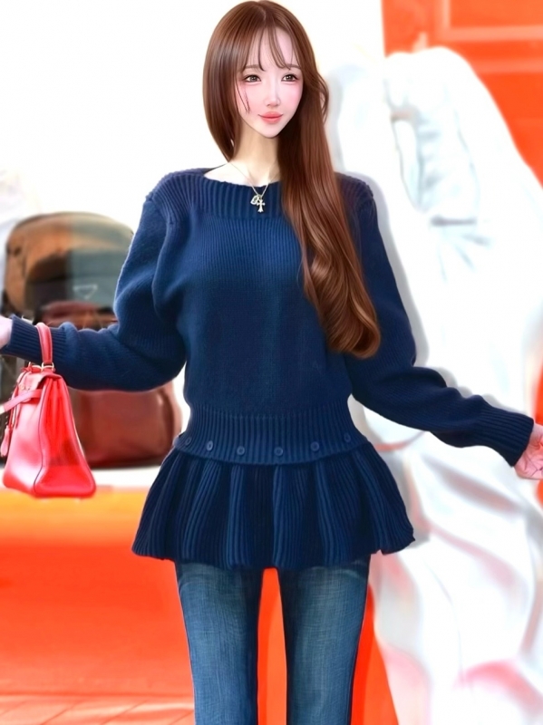 2WAYミッシェルフリルニットNAVY