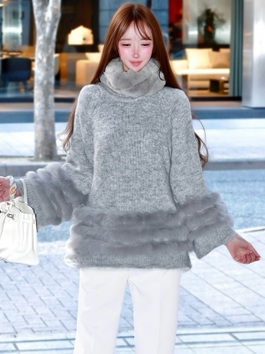 ティアードファーラメニットGRAY