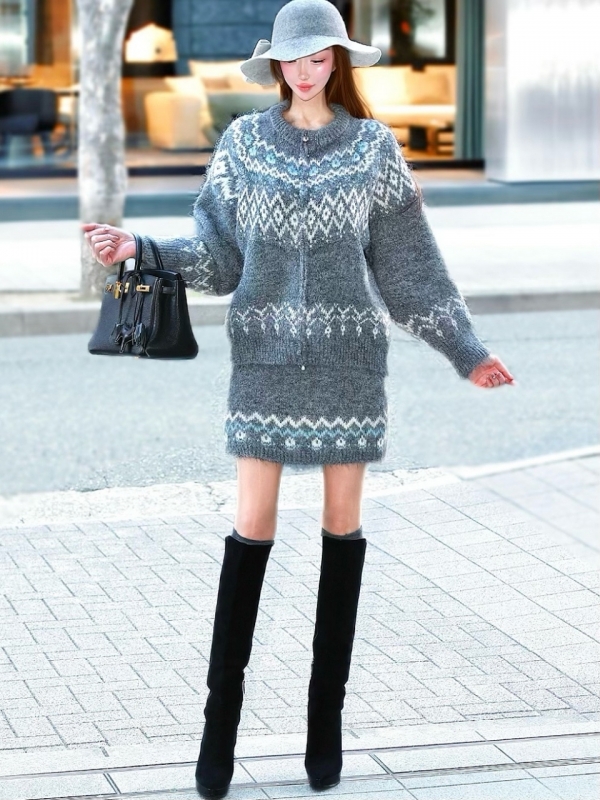 ノルディックウールニットセットアップGRAY