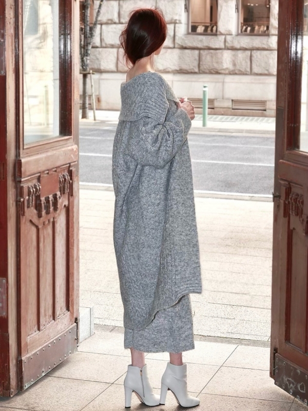 MiaウールケーブルロングセットアップGRAY 商品イメージ3