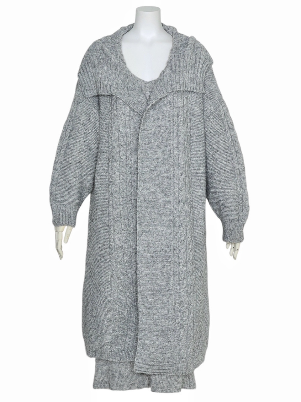 MiaウールケーブルロングセットアップGRAY スタイリングイメージ2