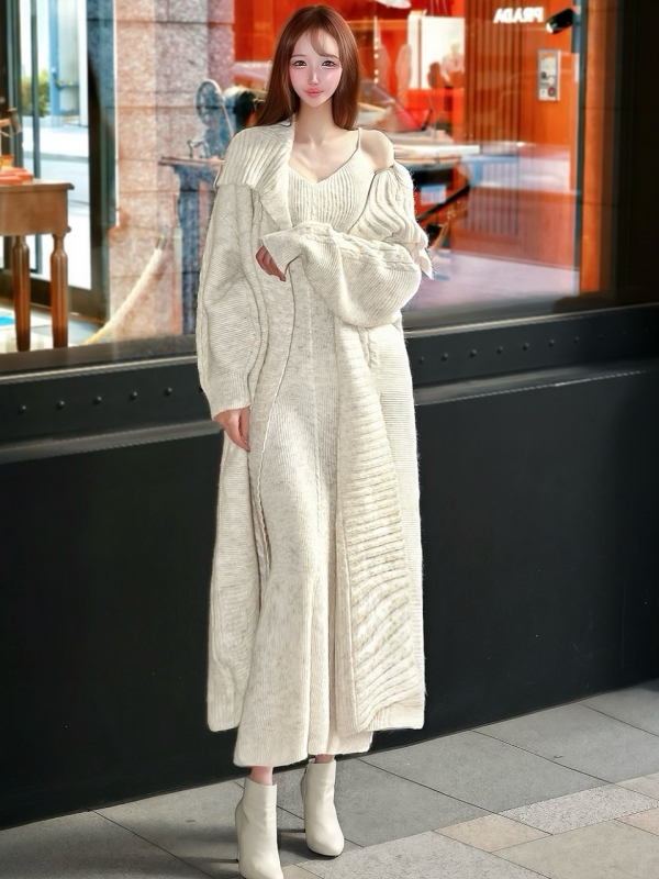 MiaウールケーブルロングセットアップIVORY