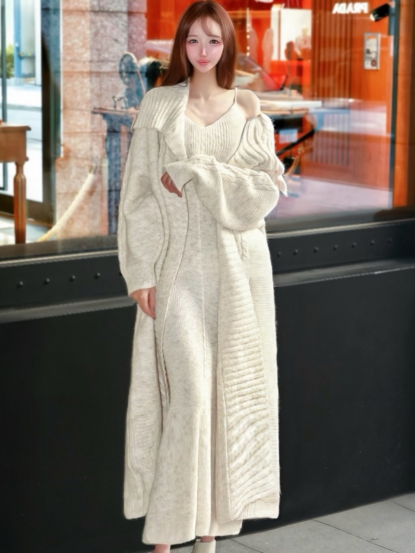 MiaウールケーブルロングセットアップIVORY 商品イメージ2