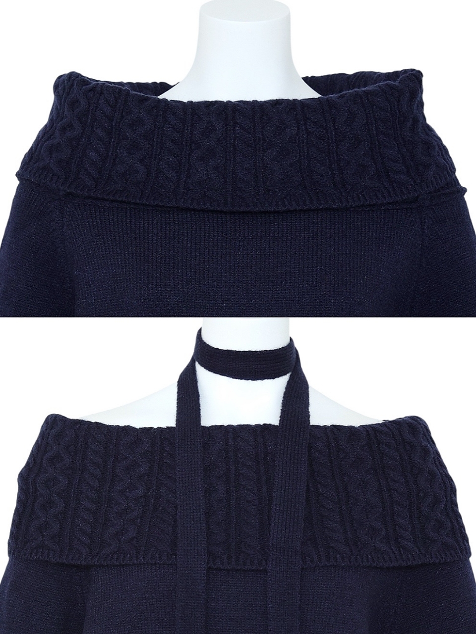 2WAYケーブルオフショルニットNAVY スタイリングイメージ5