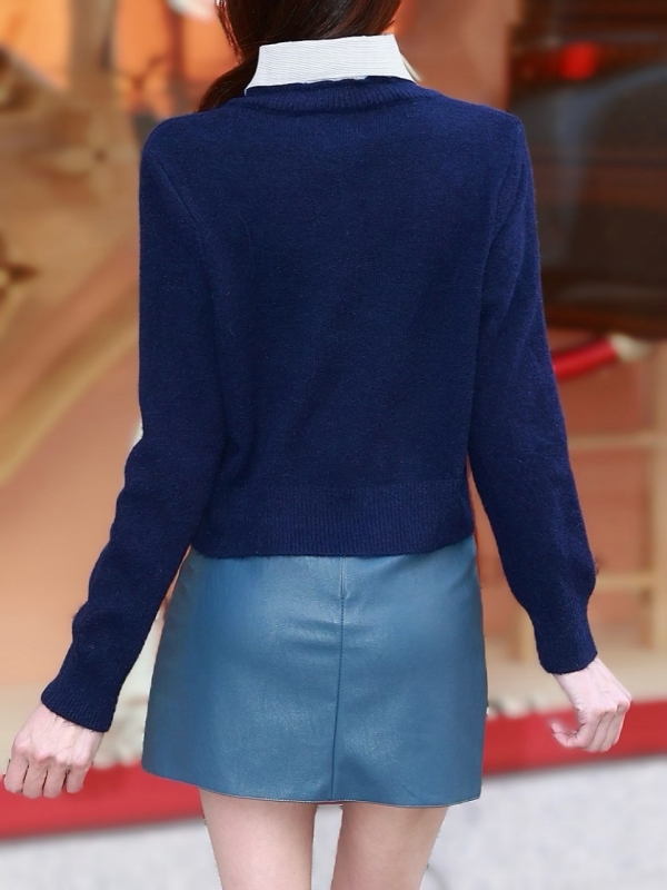 襟付ハートカーディガンNAVY 商品イメージ4