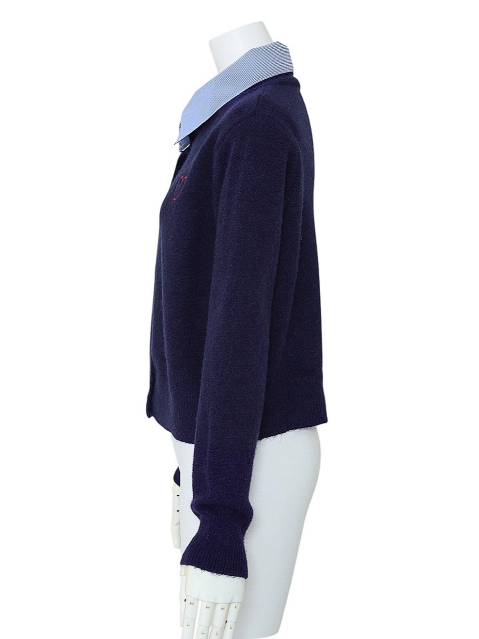 襟付ハートカーディガンNAVY スタイリングイメージ2