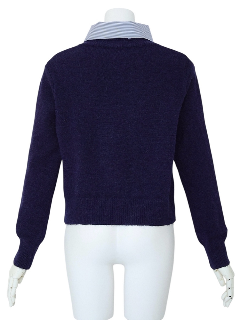 襟付ハートカーディガンNAVY スタイリングイメージ3