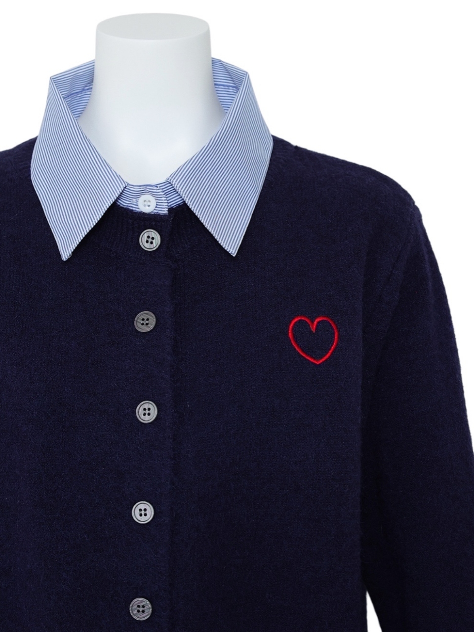 襟付ハートカーディガンNAVY スタイリングイメージ4