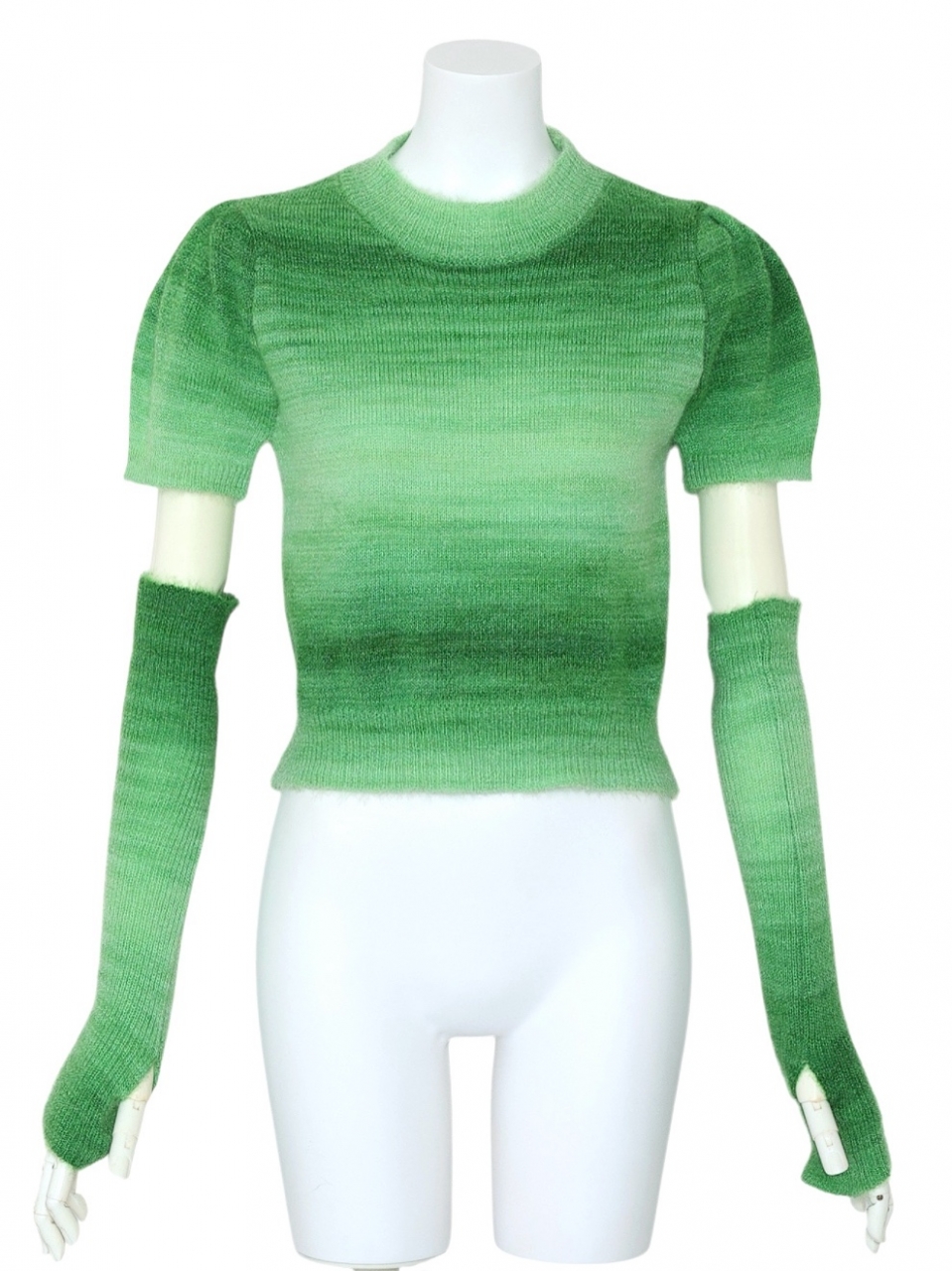 アームウォーマー付グラデニットGREEN スタイリングイメージ1