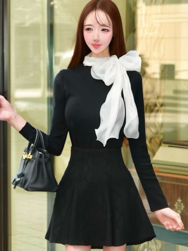 オーガンジーリボンニットBLACK 商品イメージ1