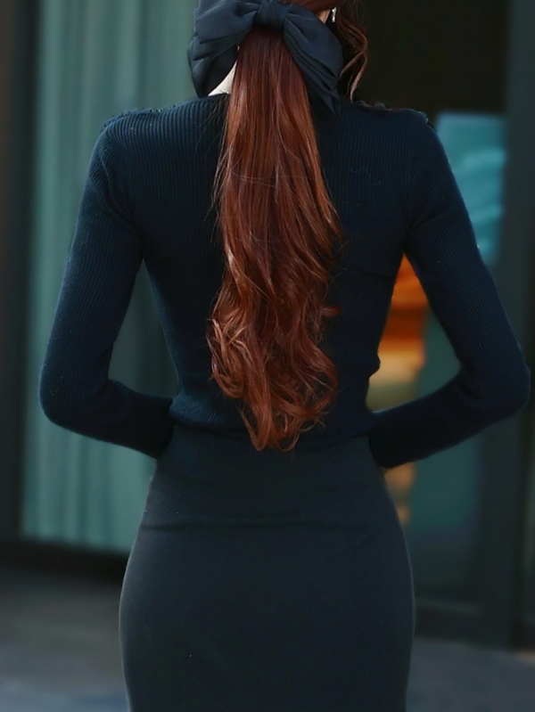 ビジューフラワーチュールレースニットBLACK 商品イメージ4