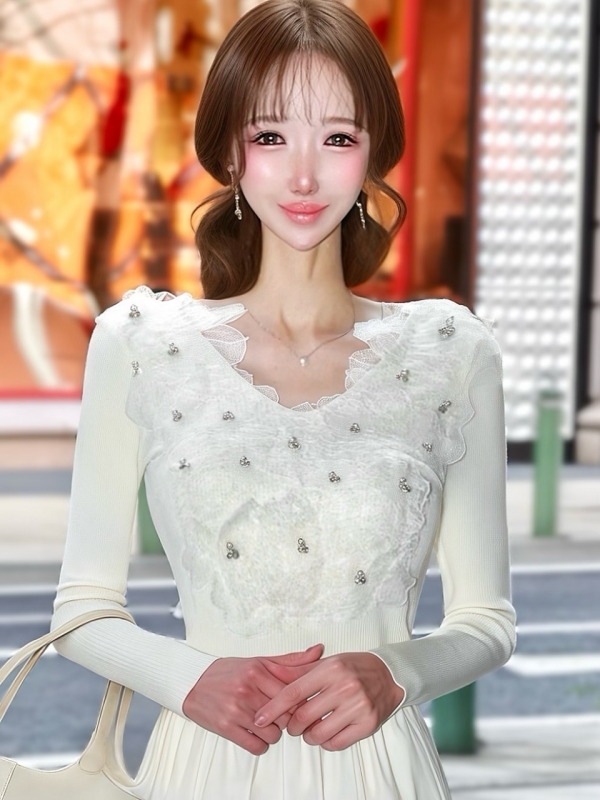 ビジューフラワーチュールレースニットIVORY 商品イメージ1