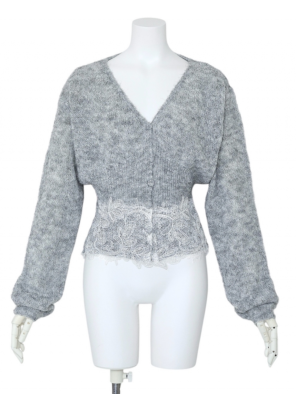 ボタニカルレースくびれカーディガンGRAY スタイリングイメージ1