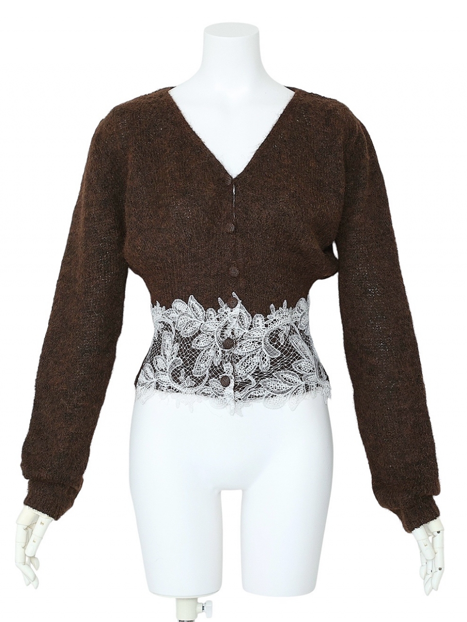 ボタニカルレースくびれカーディガンBROWN スタイリングイメージ1