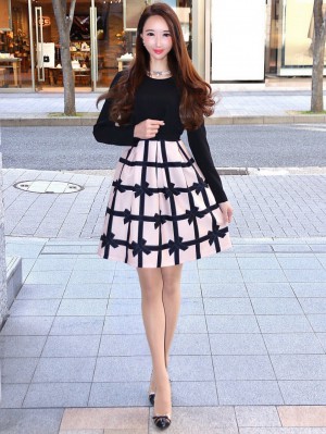 お嬢様リボンワンピースBLACK