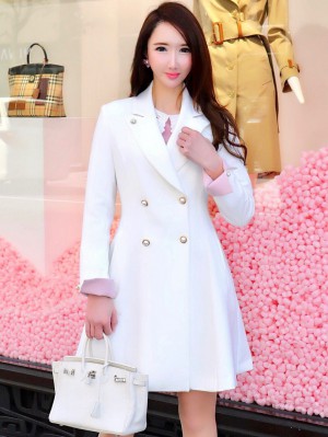 美シルエットロイヤル春コートWHITE