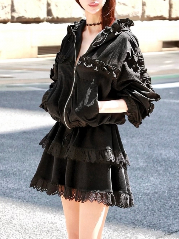 クララフリルシャカシャカパーカーBLACK 商品イメージ2