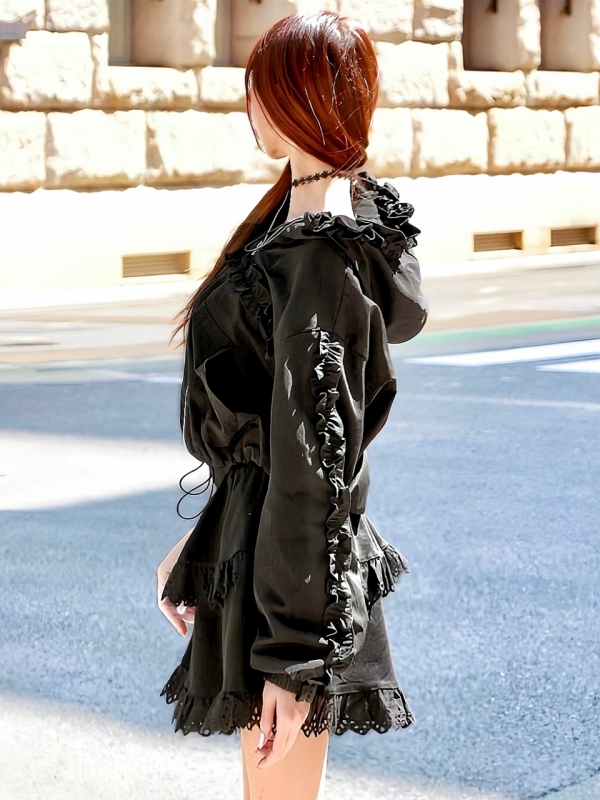 クララフリルシャカシャカパーカーBLACK 商品イメージ4