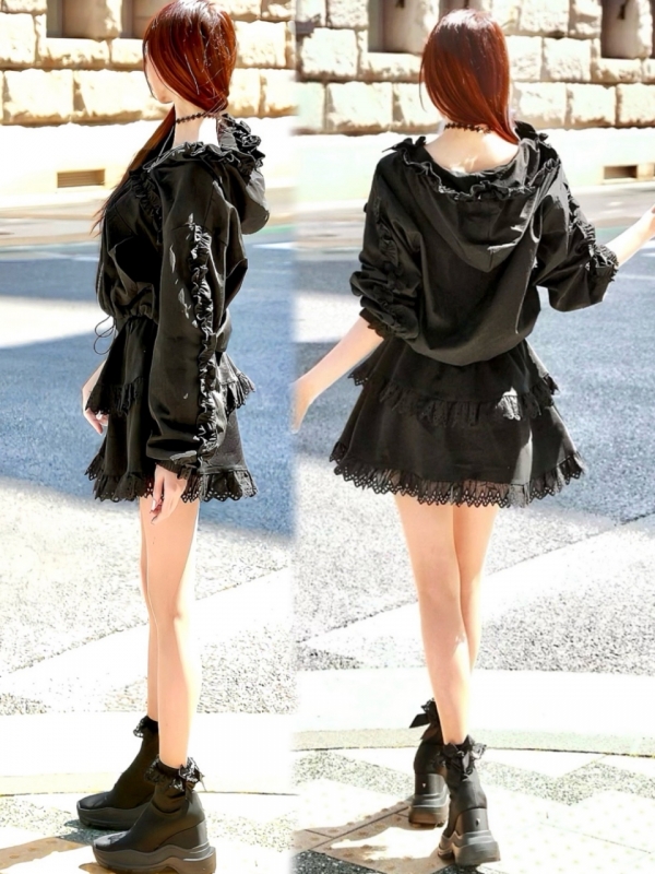 クララフリルシャカシャカパーカーBLACK 商品イメージ5