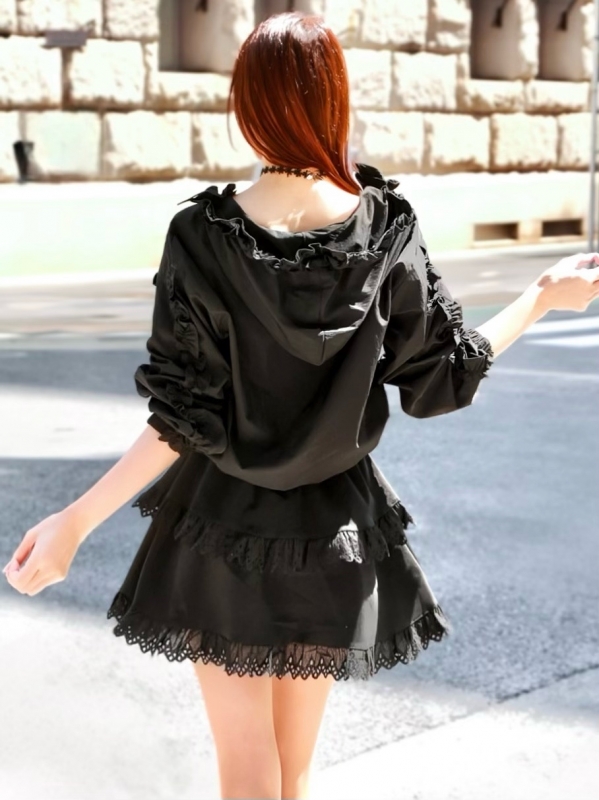 クララフリルシャカシャカパーカーBLACK 商品イメージ6