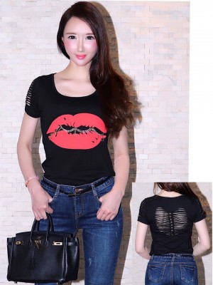 リップ☆スタッズTシャツBLACK