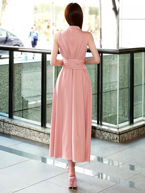 ドレープリボンロングドレスCORALPINK 商品イメージ4