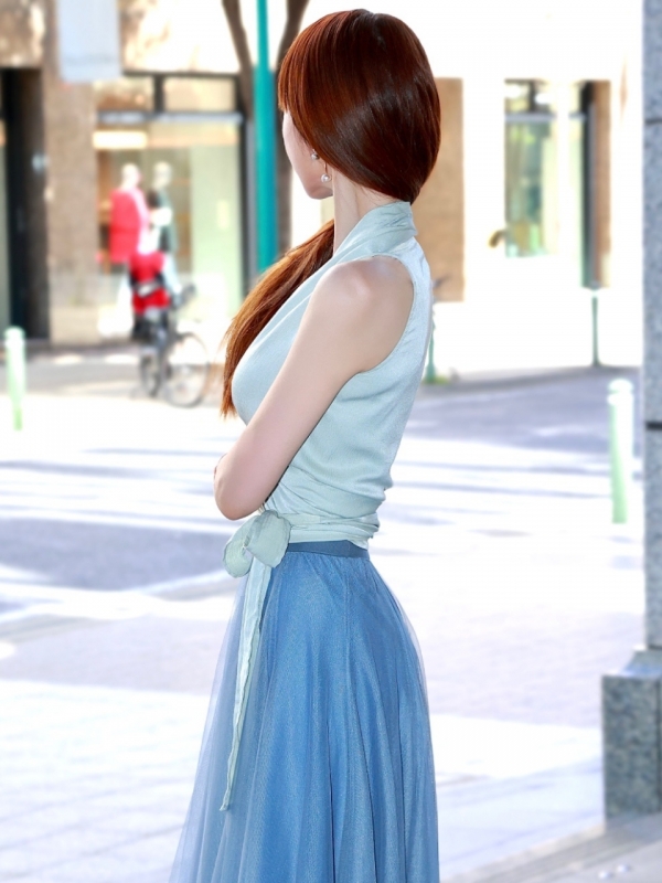 サテンカシュクールトップスBLUE 商品イメージ3