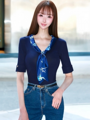 スカーフカットソーNAVY