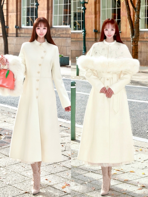 Real Fox Fur　2wayケープカシミアロングコート 商品イメージ2