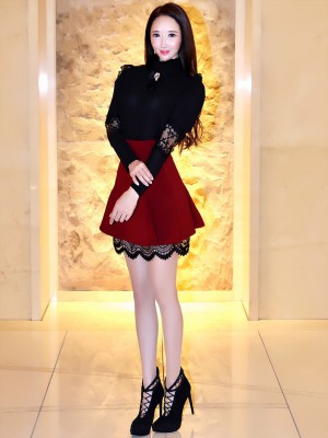シャンデリアレーススカートBORDEAUX