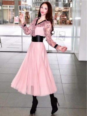 リッチチュールロングスカートPINK
