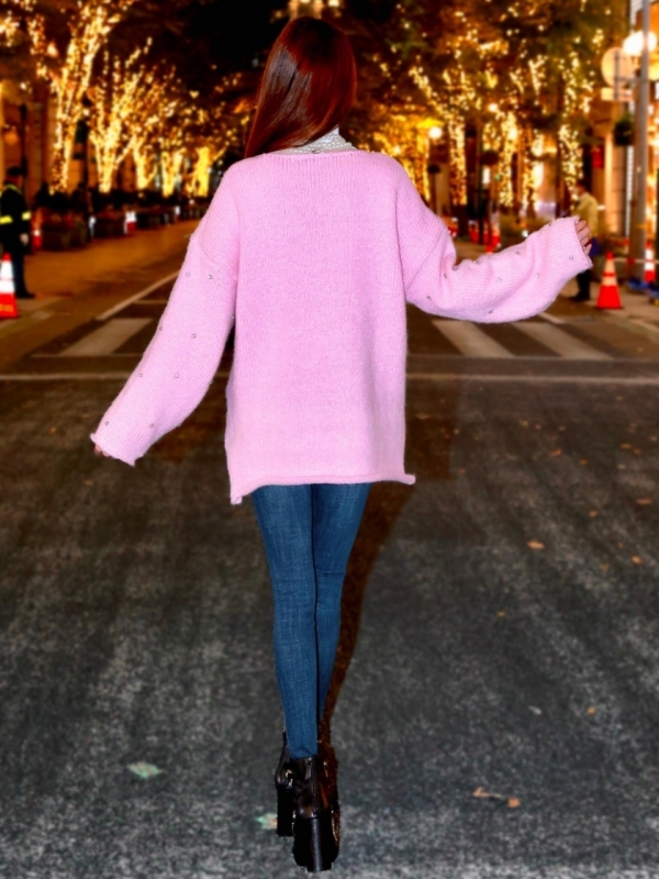 スワロフスキーチュニックニットPINK 商品イメージ4