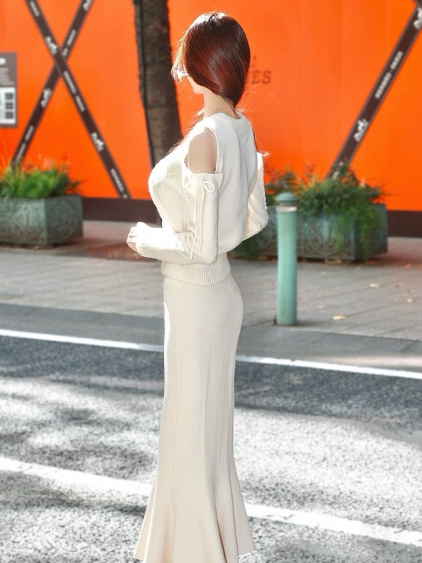 リボンカットケーブルWOOLニットIVORY 商品イメージ4