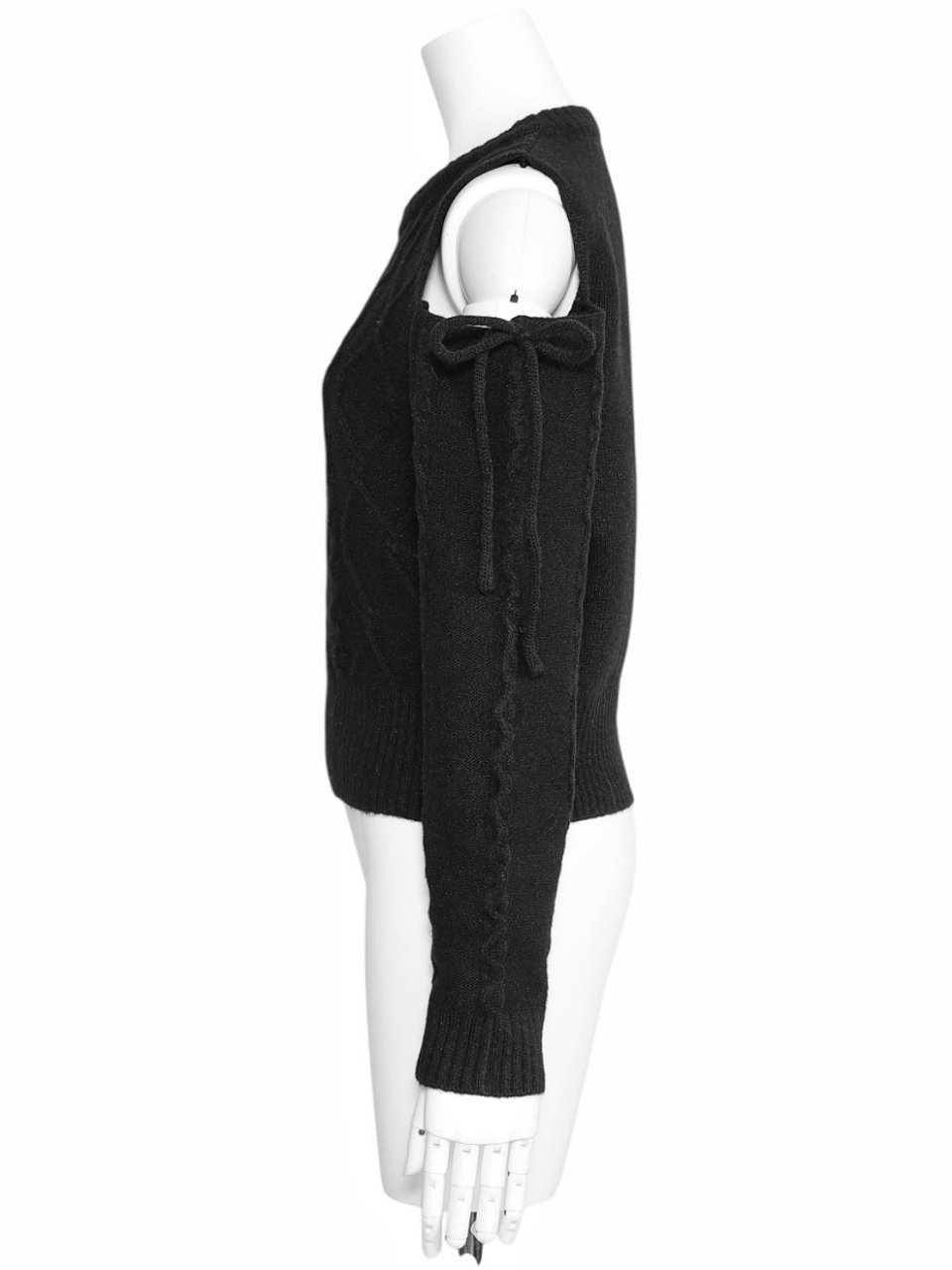 リボンカットケーブルWOOLニットBLACK スタイリングイメージ2