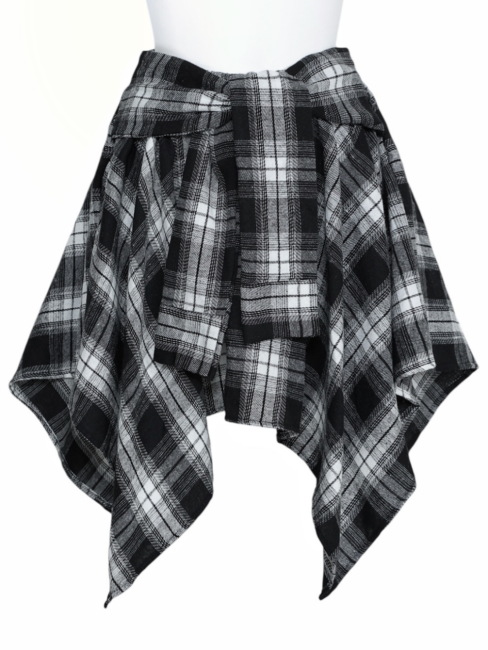 ネルシャツライクチェックヘムスカートBLACK スタイリングイメージ2