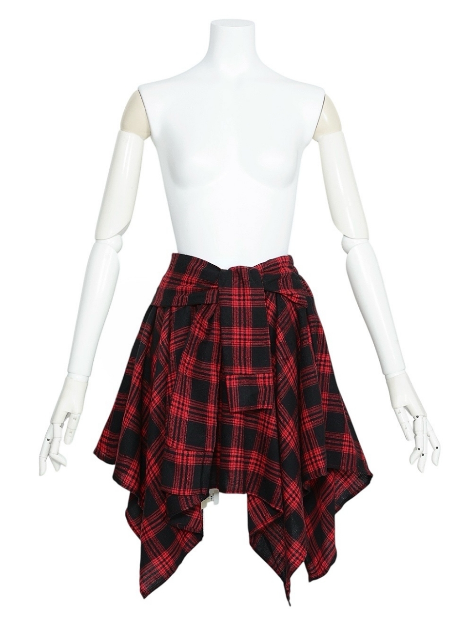 ネルシャツライクチェックヘムスカートRED スタイリングイメージ1