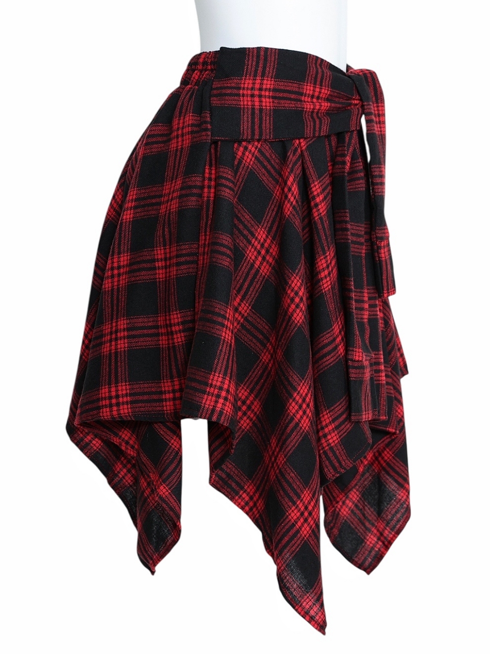 ネルシャツライクチェックヘムスカートRED スタイリングイメージ3