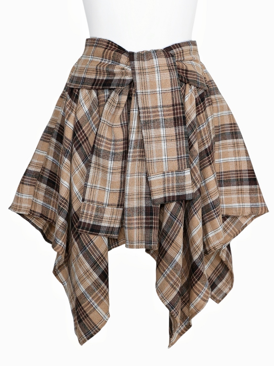 ネルシャツライクチェックヘムスカートCAMEL スタイリングイメージ2