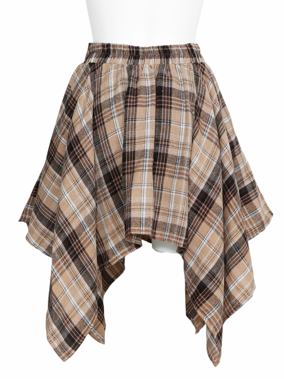 ネルシャツライクチェックヘムスカートCAMEL スタイリングイメージ4