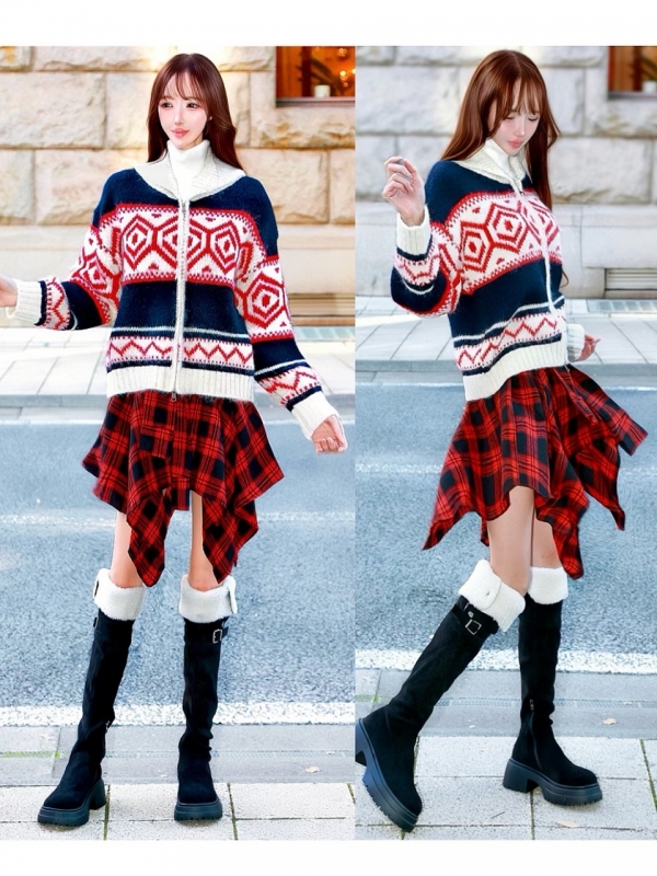 ノルディックリュクスWOOLブルゾンNAVYRED 商品イメージ2